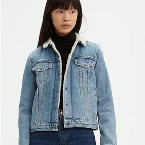 Levi's Blue Jean Jacket with White Sherpa Lining